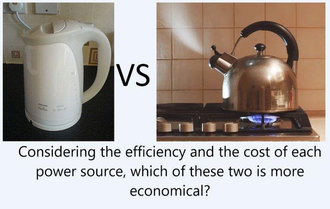 Boiling One Litre of Water Using an Electric Kettle vs a Stove Top